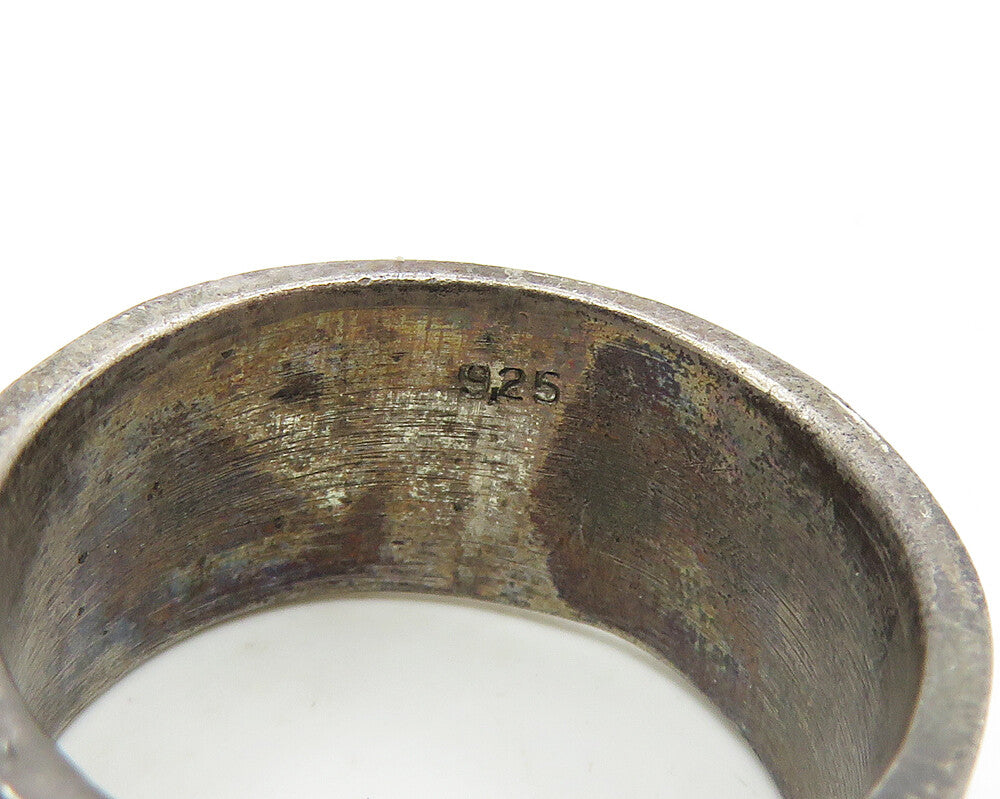925 Sterling Silver Vintage Oxidized Feather Pattern Band Ring Sz 7 RG18644