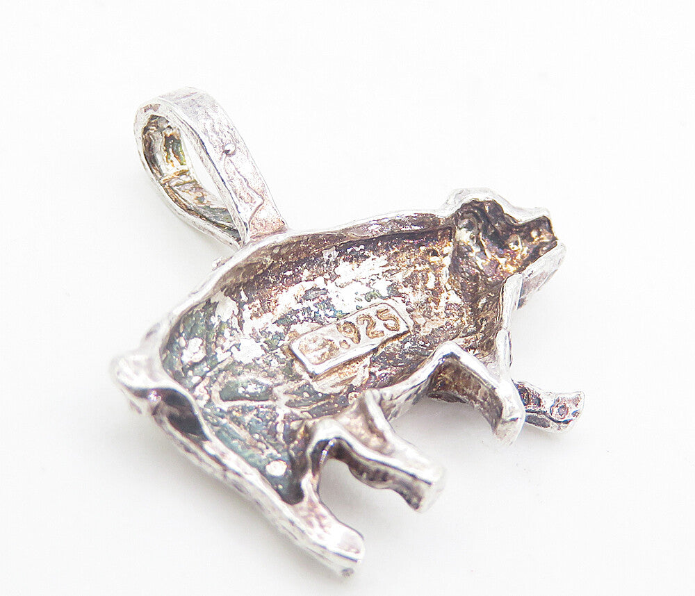 925 Sterling Silver Vintage Shiny Petite Pig Farm Animal Pendant PT6192