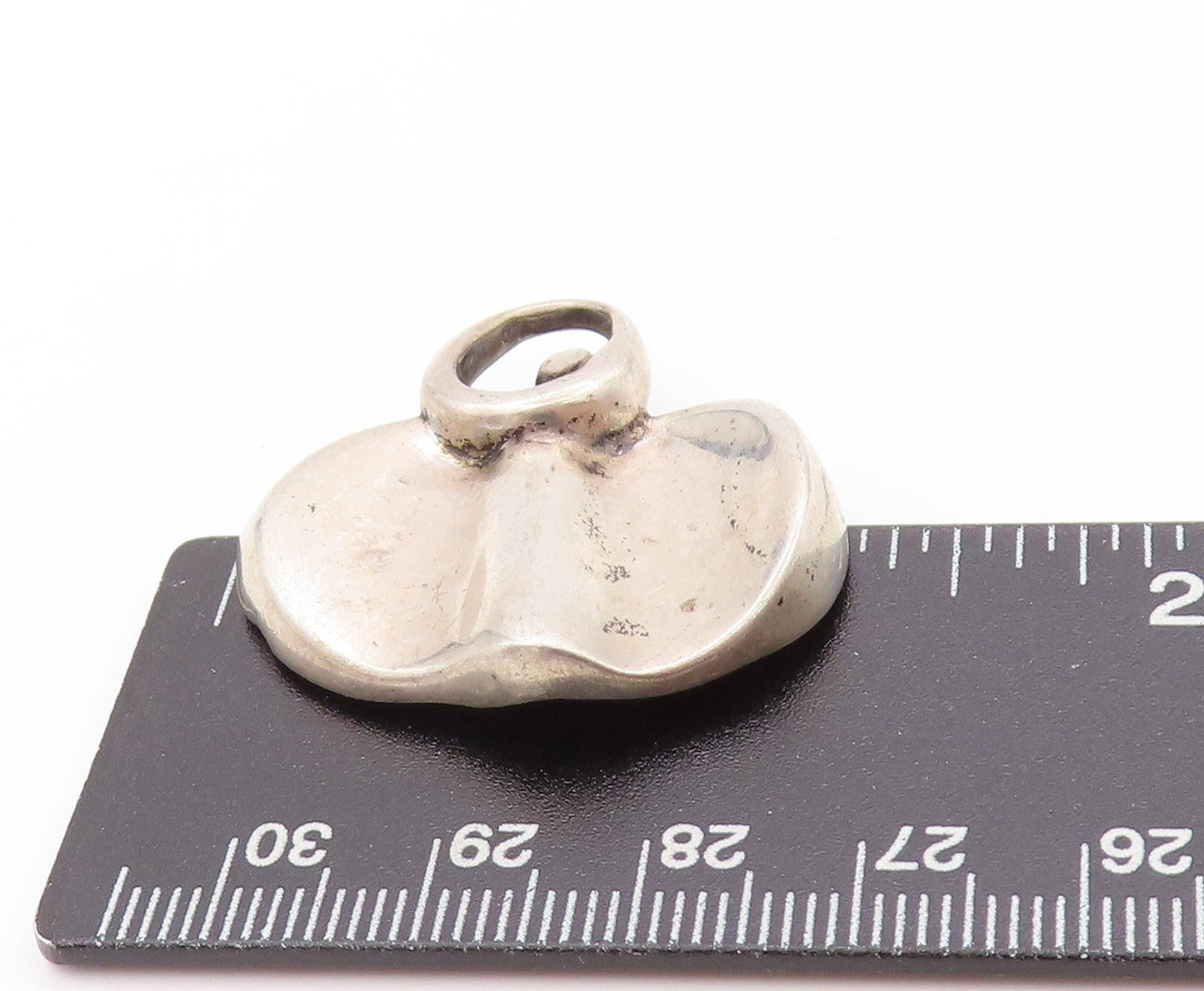 925 Sterling Silver Vintage Pendant Brutalist Wave Carved Oval Design PT24181