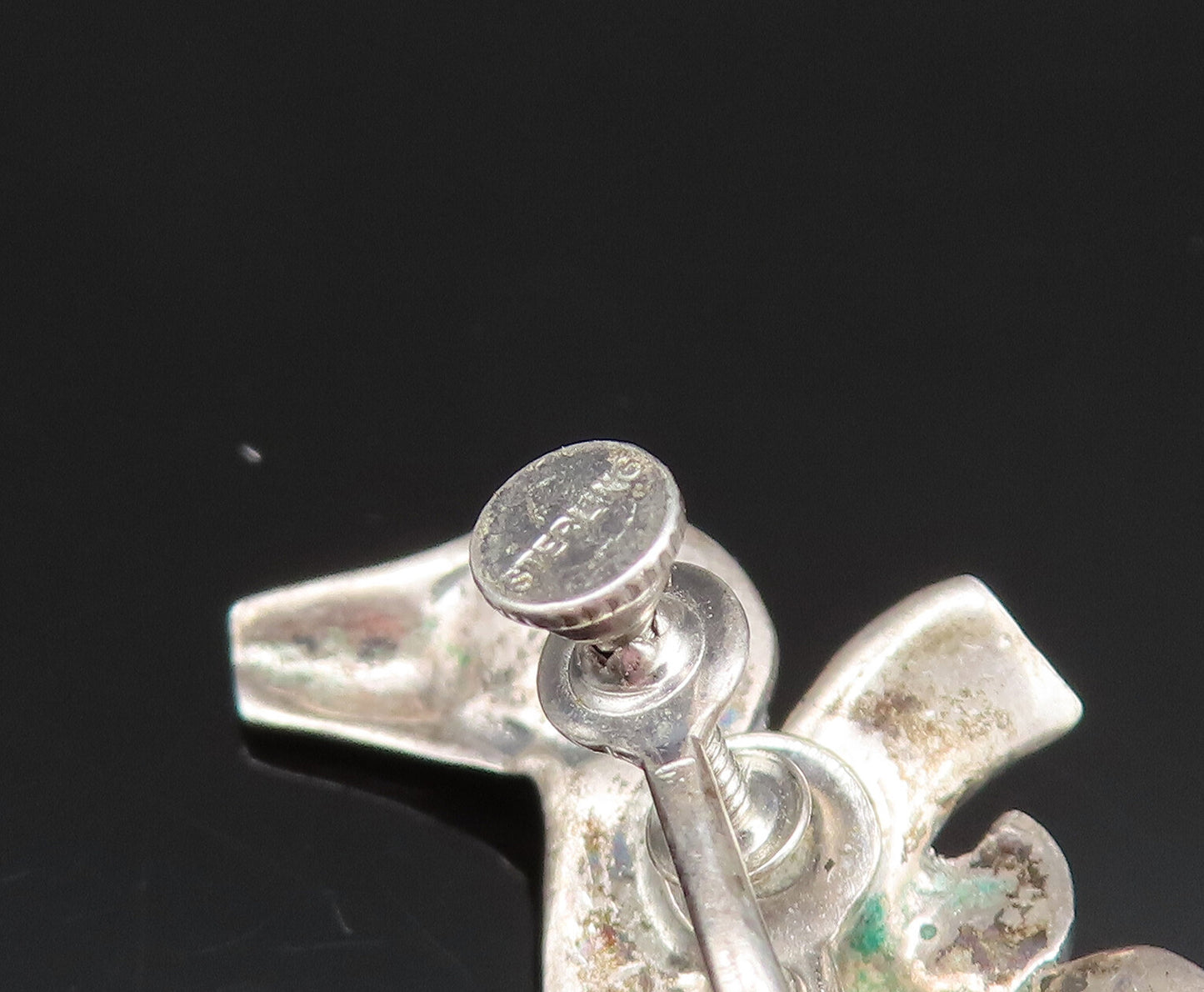 925 Sterling Silver Vintage Floral Swirl Screw Back Drop Earrings EG11909