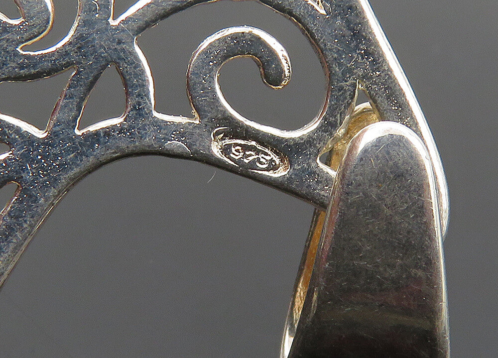 925 Sterling Silver Vintage Shiny Spiral Pattern Star Drop Pendant PT16789