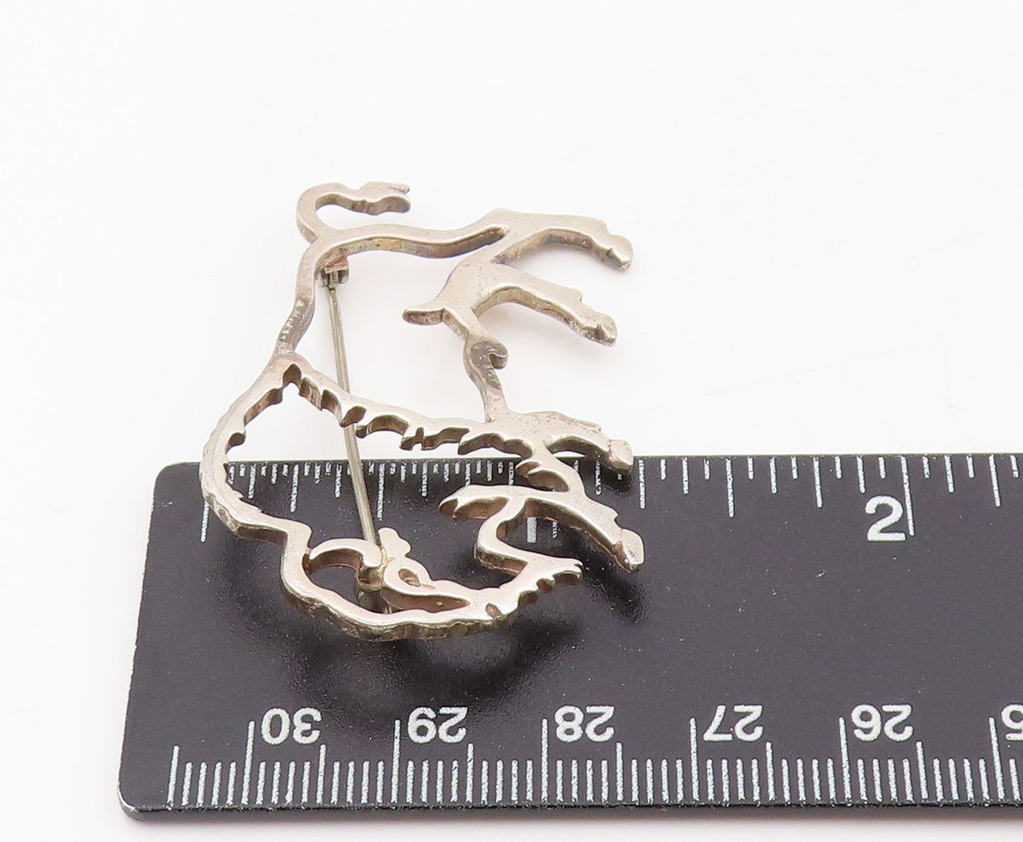925 Sterling Silver Vintage Brooch Mighty Buffalo Outline Design Pin BP12052