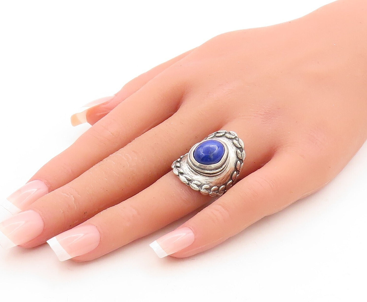 925 Sterling Silver Vintage Ring OR PAZ ISRAEL Lapis Lazuli Sz 7 RG31265