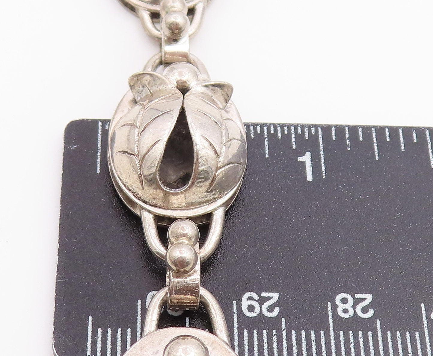 925 Sterling Silver Vintage Necklace LA PAGLIA Classic Floral Tulip Link NE4890