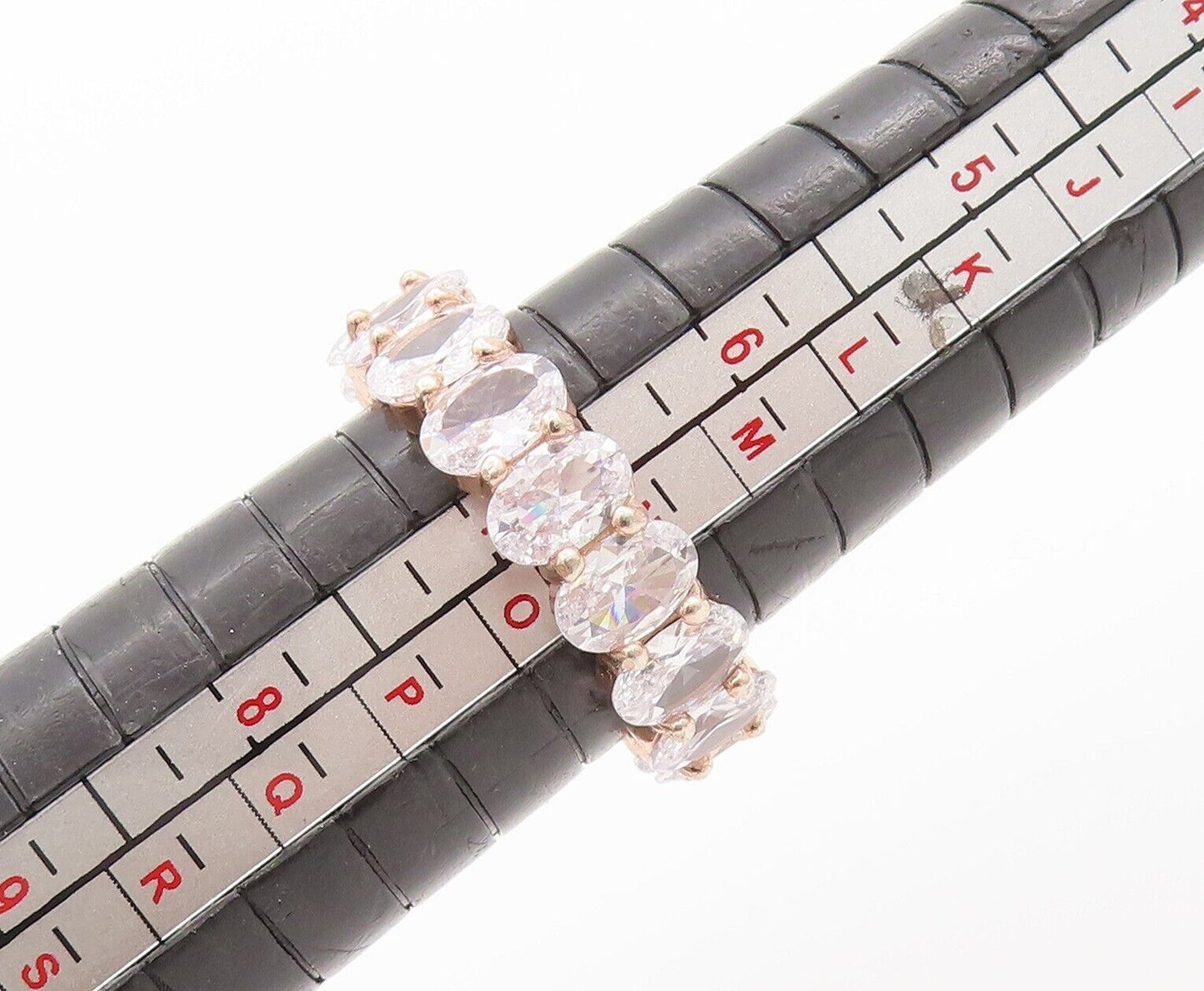 925 Sterling Silver Vintage Ring Rose Gold Plated Oval Cut CZ Band Sz 7 RG28230