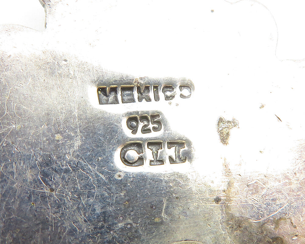 CII MEXICO 925 Silver Vintage Oxidized Floral Non Pierce Earrings EG5758