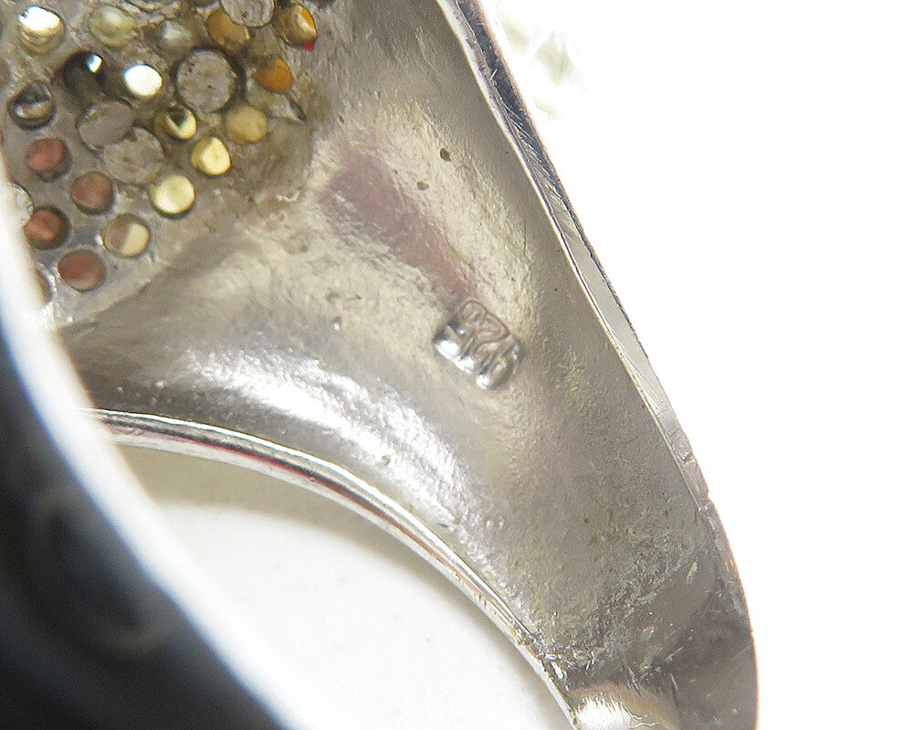 925 Sterling Silver Vintage Multi Stone Cluster Cocktail Ring Sz 8 RG12041