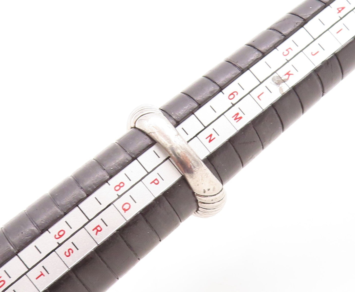 925 Sterling Silver Vintage Ring Etched Band Large Round Cut CZ Sz 7 RG31486