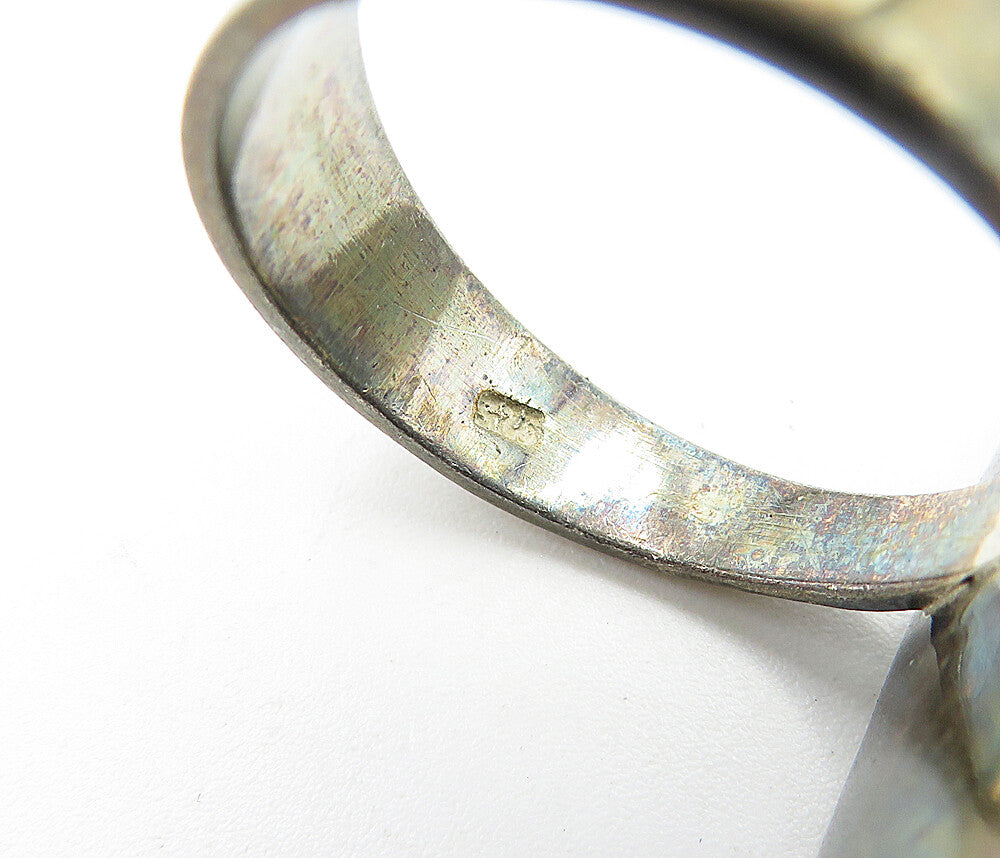 925 Sterling Silver Vintage Green Onyx Oblong Cocktail Ring Sz 8 RG4259