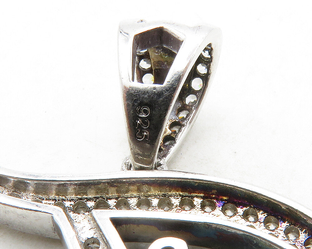925 Sterling Silver Shiny Cubic Zirconia Letter F Initial Pendant PT10437