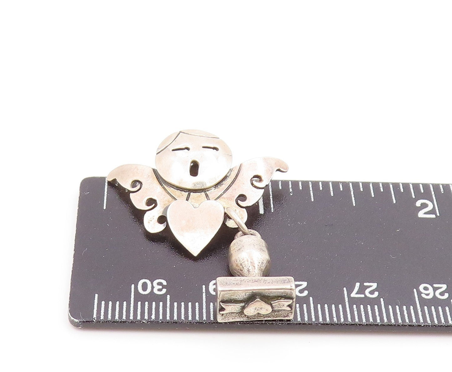 FAR FETCHED 925 Silver Vintage Angel With Love Heart & Trophy Pin TR3411