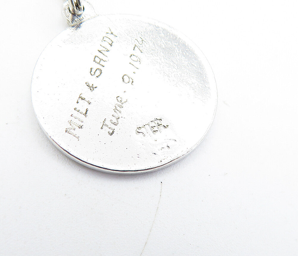 925 Sterling Silver Vintage A Date To Remember Quote Shiny Pendant PT4680