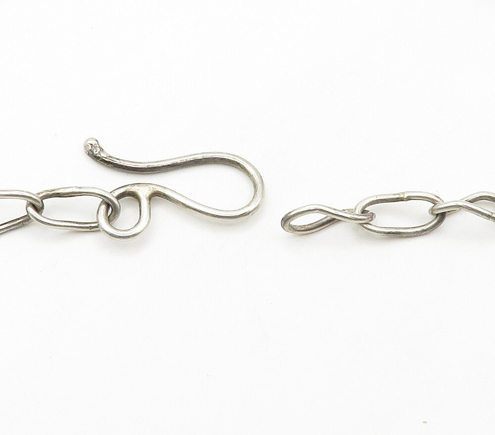 925 Sterling Silver Vintage Shiny Smooth Triangle Link Chain Necklace NE2555