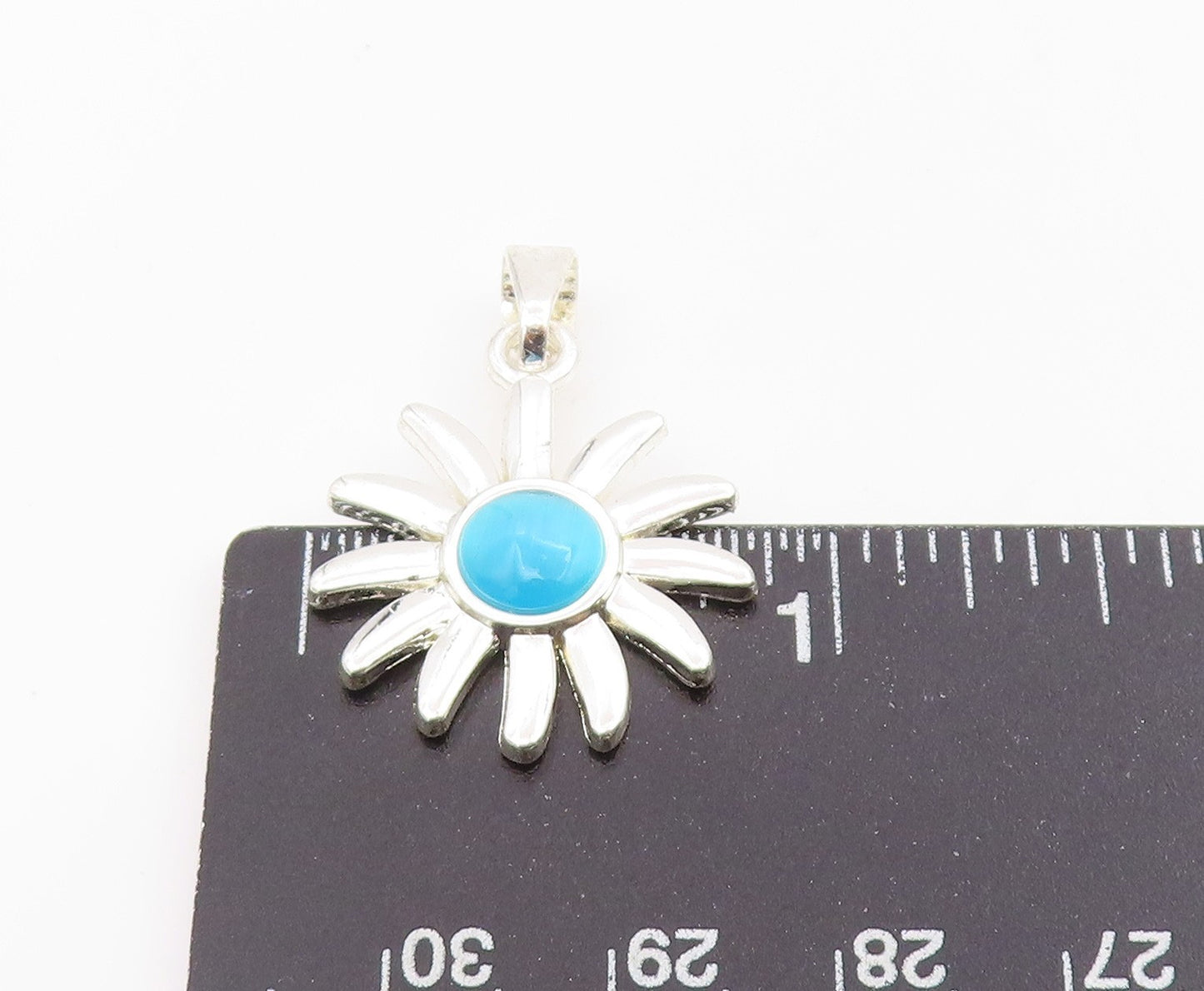 925 Sterling Silver Vintage Pendant Cat Eye Modernist Sea Urchin Charm PT25682