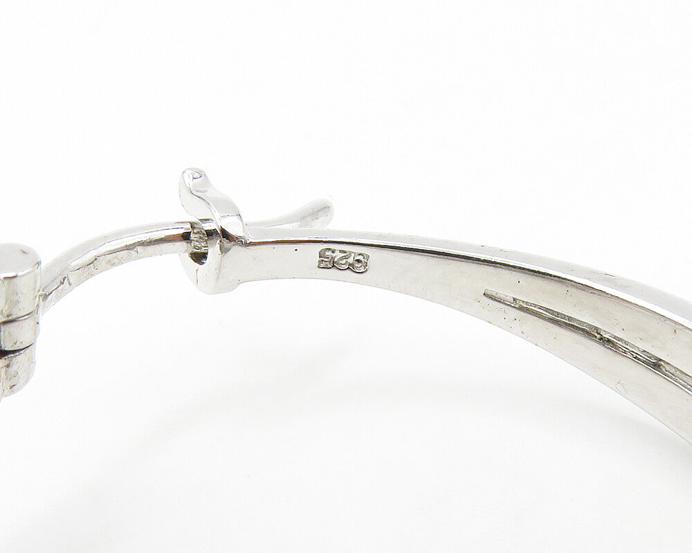 925 Sterling Silver Sparkling Cubic Zirconia Star Hoop Earrings EG8932