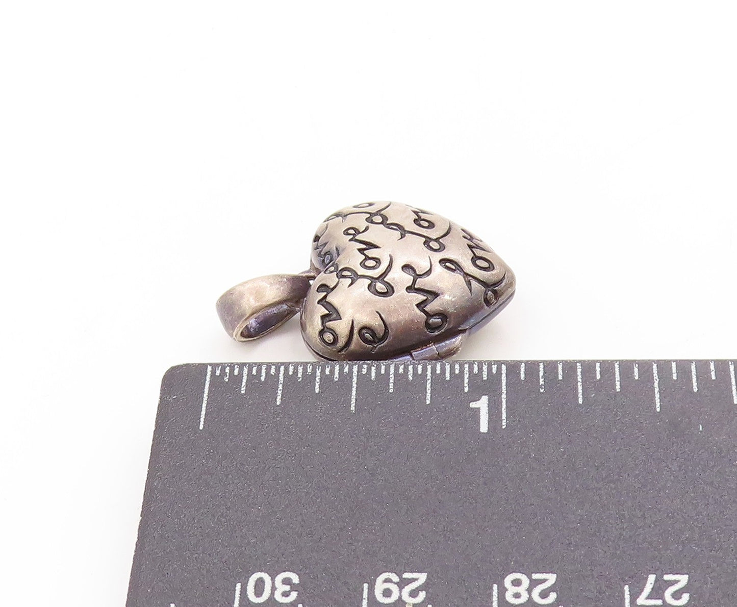 925 Sterling Silver Vintage Pendant Engraved Love Heart Locket OPENS PT25118