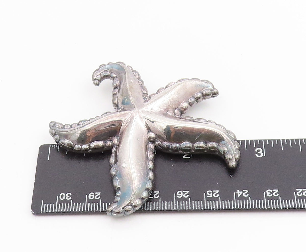 925 Sterling Silver Vintage Brooch Solid Beaded Ocean Starfish Design BP11990