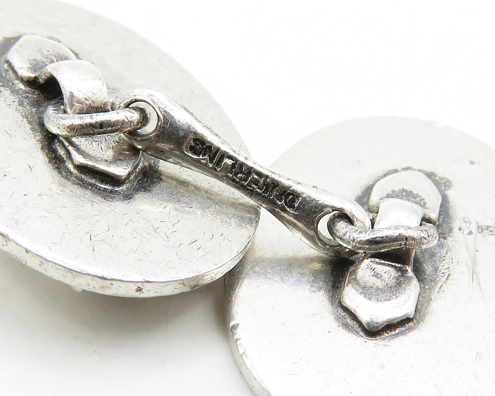 925 Sterling Silver Vintage Antique Shiny Floral Detail Cufflinks TR2696