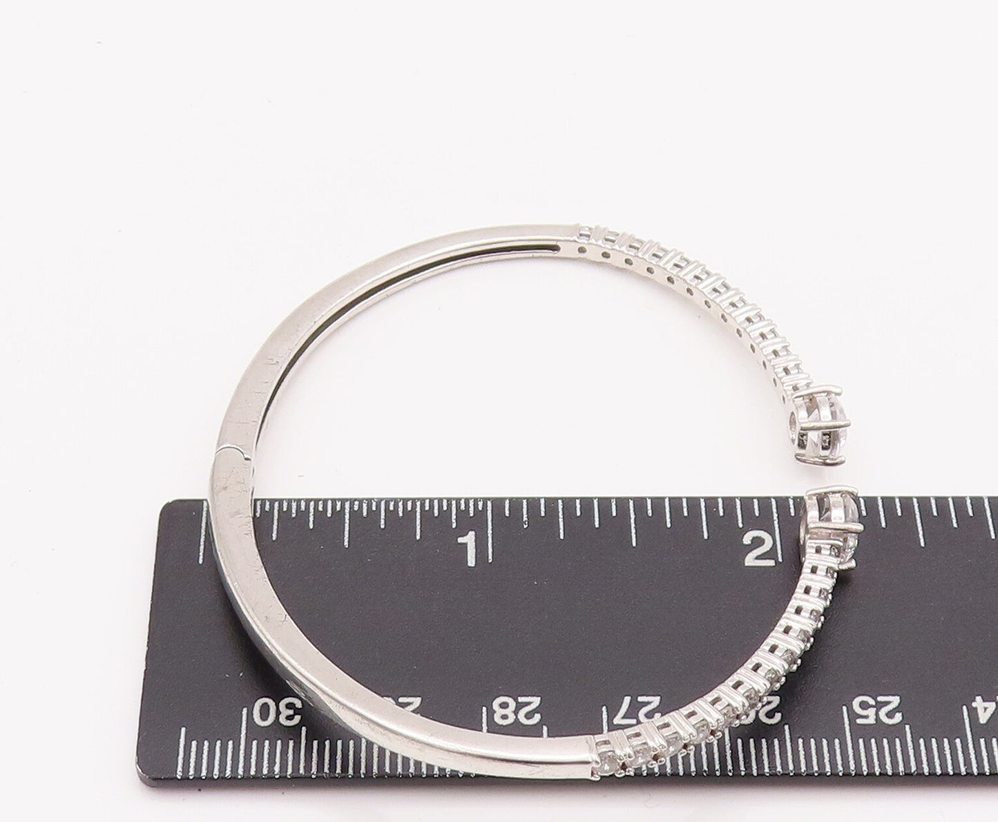 925 Sterling Silver Vintage Bracelet Minimalist Hinged CZ Inlay Band BT10198