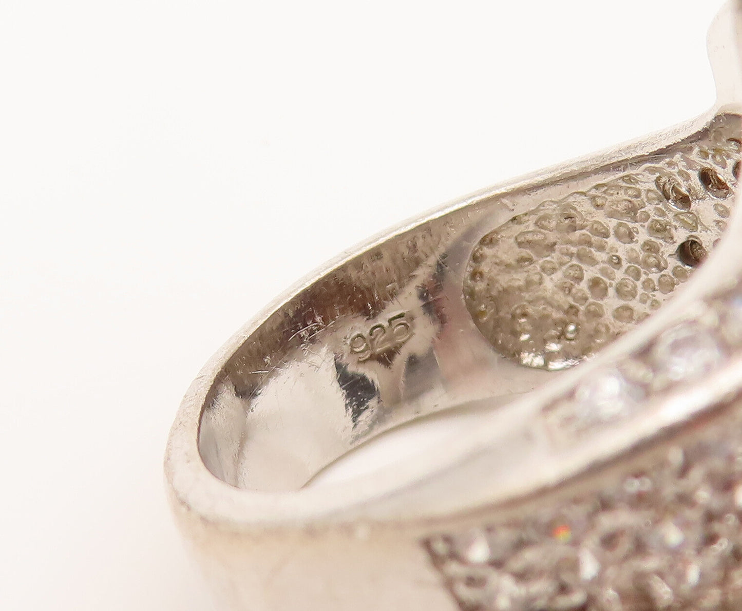 925 Silver Vintage Multi Cubic Zirconia Modernist Knot Ring Sz 7 RG26380
