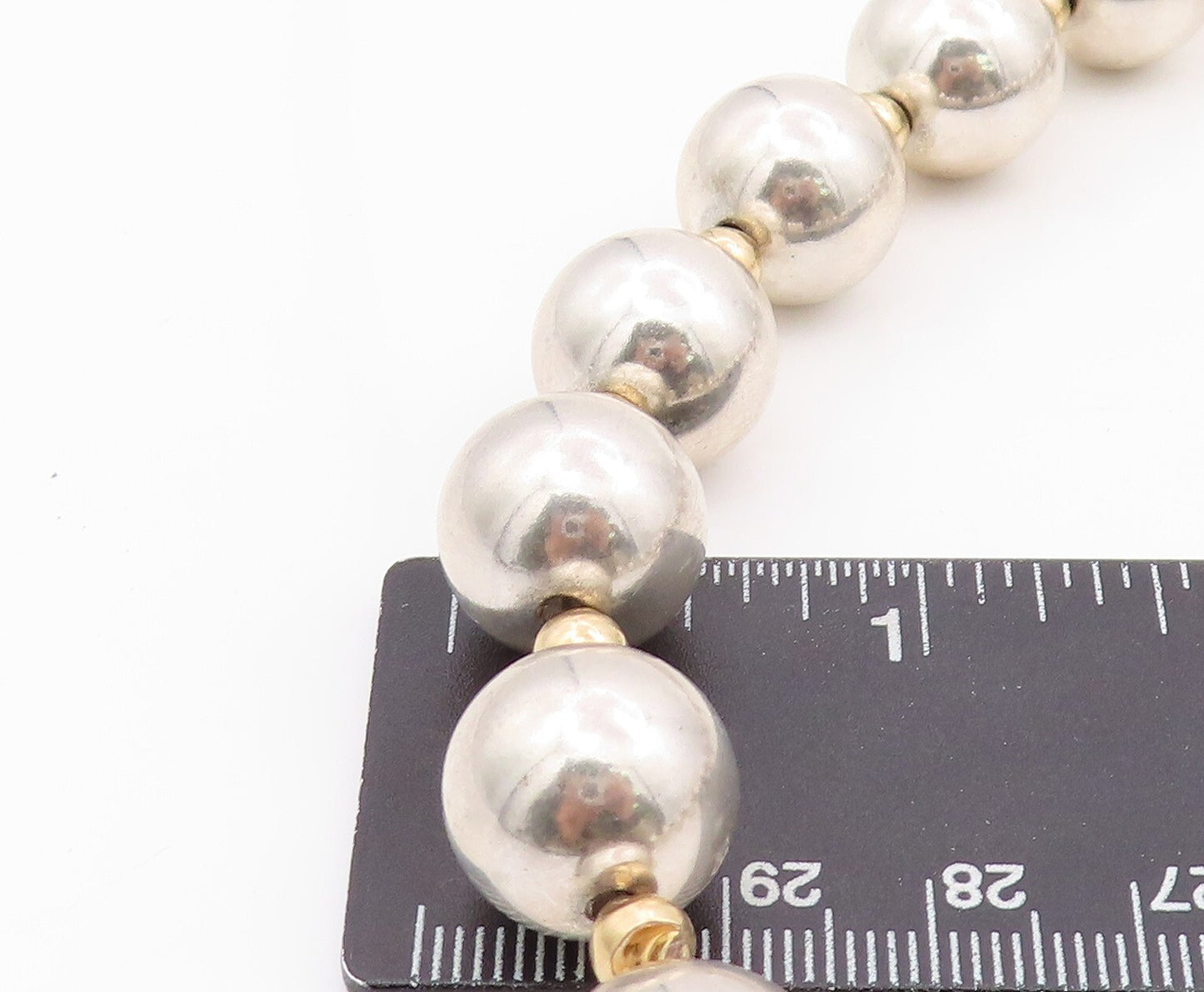 14k Gold 925 Sterling Silver Vintage Necklace Designer Large Onyx Bead NE4470