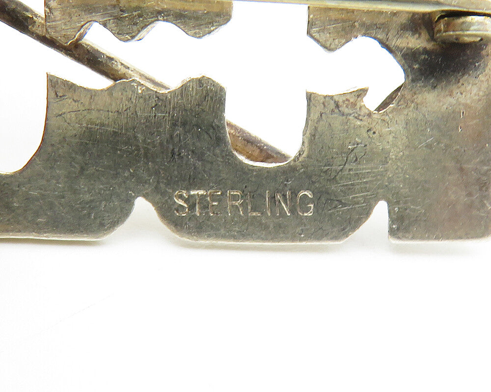 925 Sterling Silver Vintage 100 Hockey Stick Sports Brooch Pin BP5301