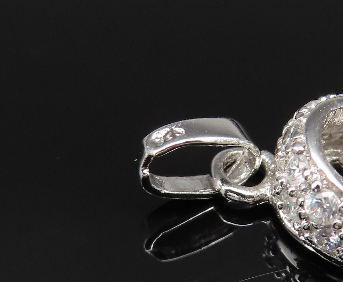 925 Sterling Silver Vintage Sparkly Cubic Zirconia Shoe Charm Pendant PT20939