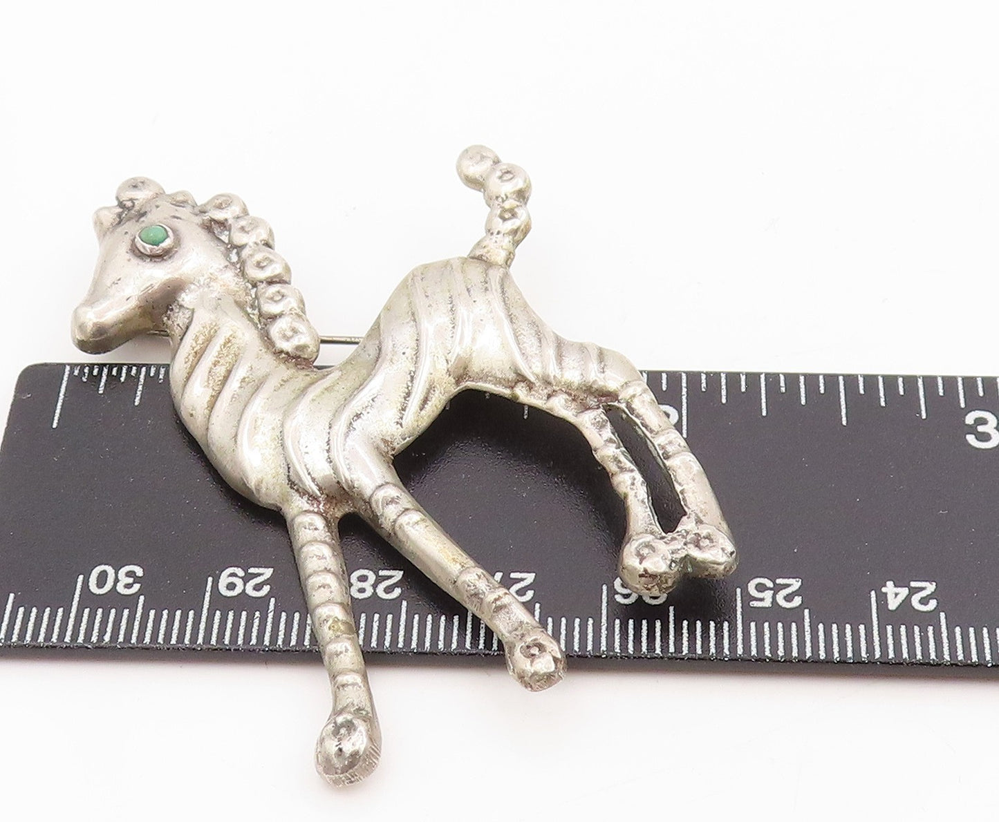 925 Sterling Silver Vintage Brooch MEXICO Antique Turquoise Eyed Horse BP12015
