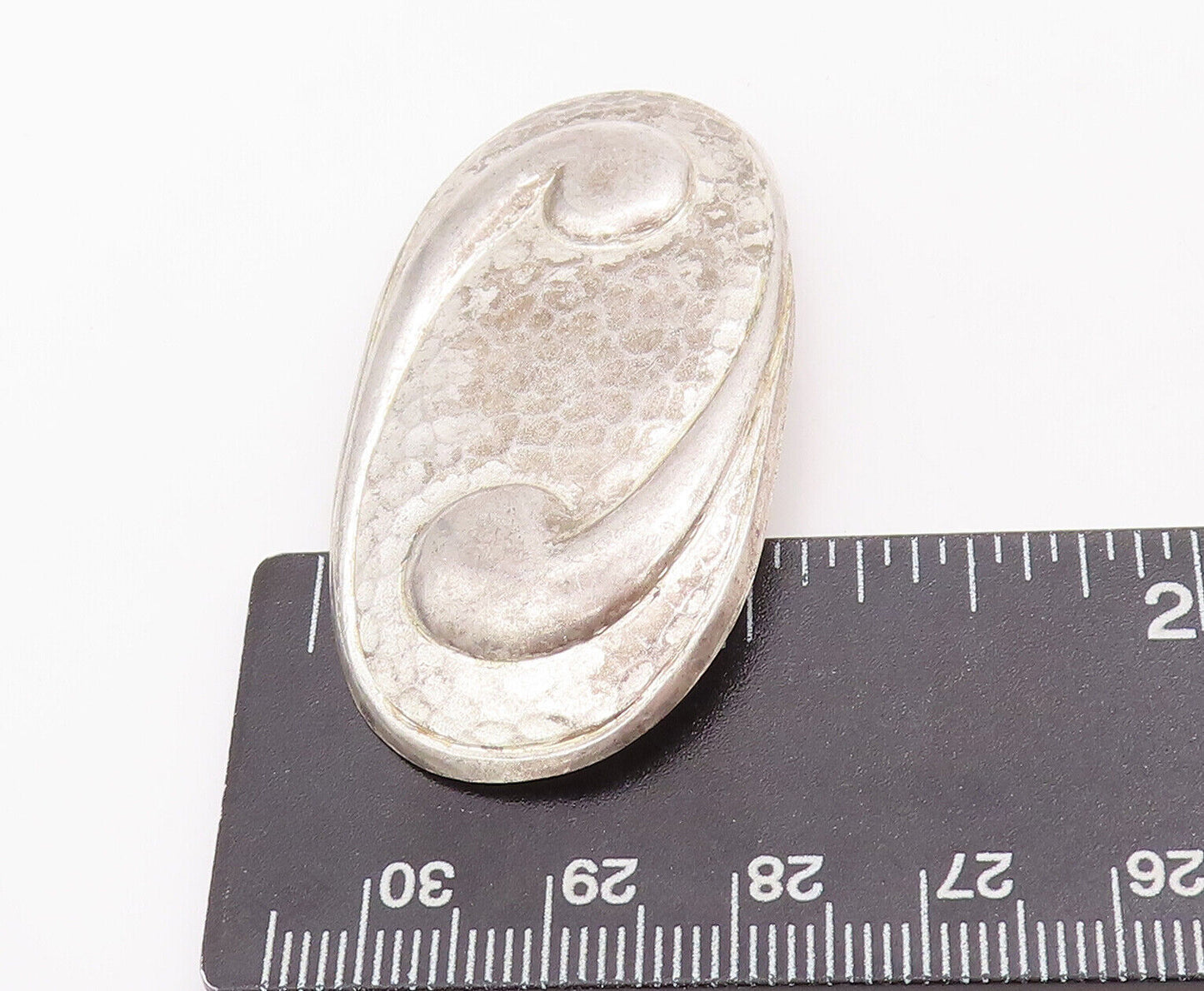 925 Sterling Silver Vintage Brooch Pin WILLIAM HENRY Oval Dented Swirl BP10921