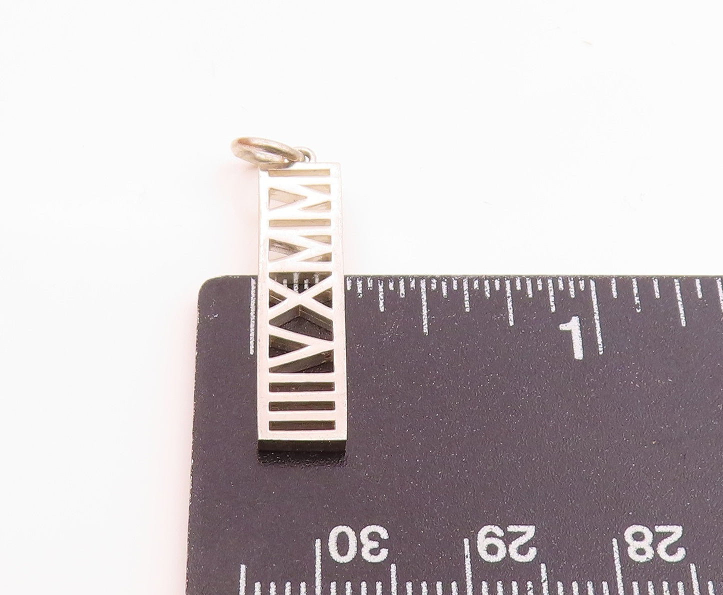 925 Sterling Silver Vintage Carved Roman Numbers 2018 Linear Pendant PT21291