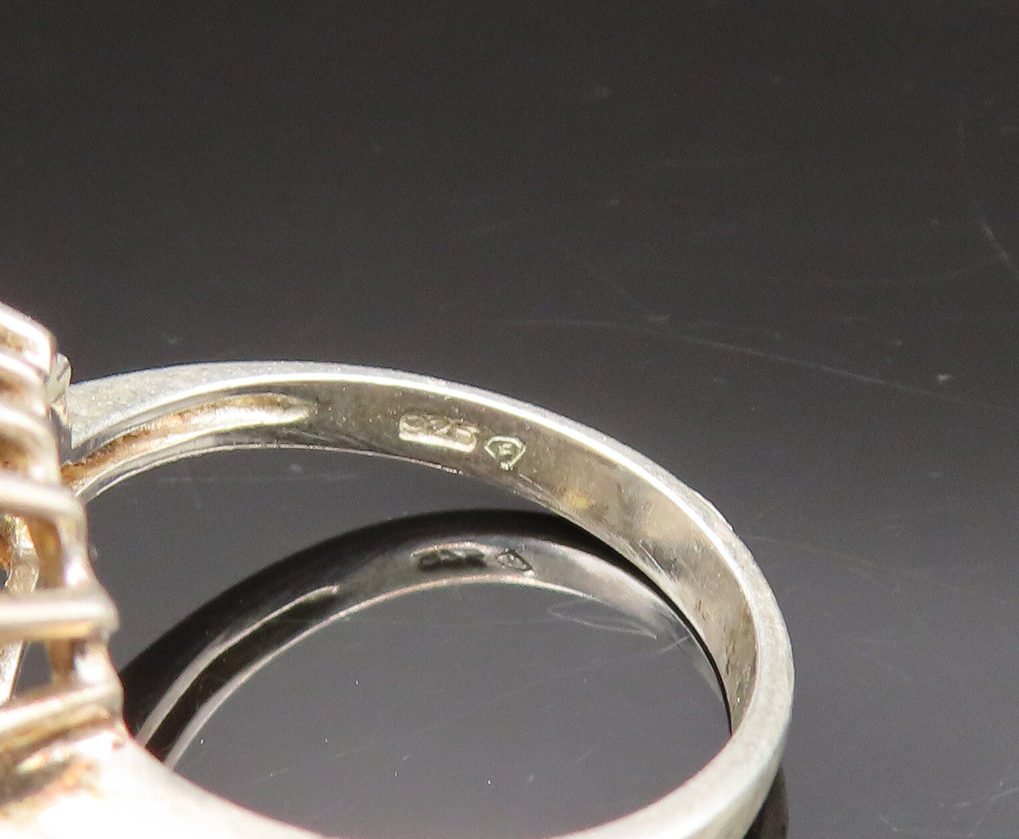 925 Sterling Silver Vintage Citrine & Cubic Zirconia Halo Ring Sz 7 RG25641