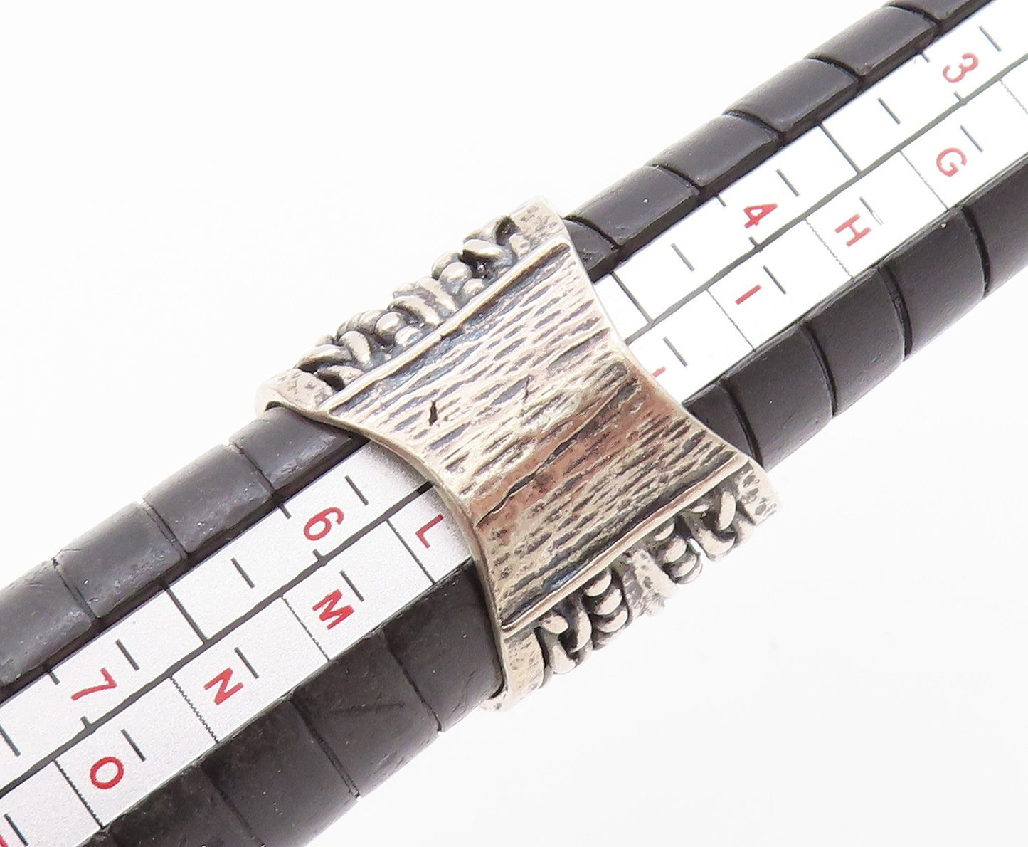 925 Sterling Silver Vintage Ring SHABLOOL Dark Tone Cut Oval Topaz SZ 5 RG32213