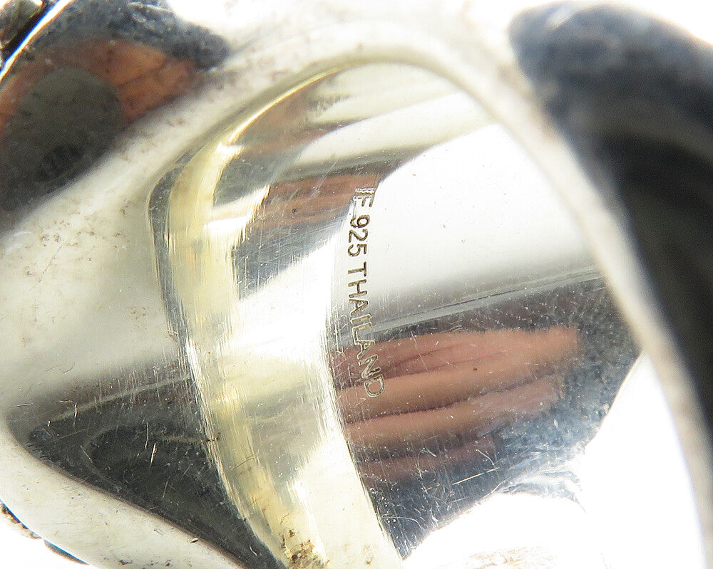 925 Sterling Silver Vintage Black Onyx Pretzel Swirl Cocktail Ring Sz 9 RG19454