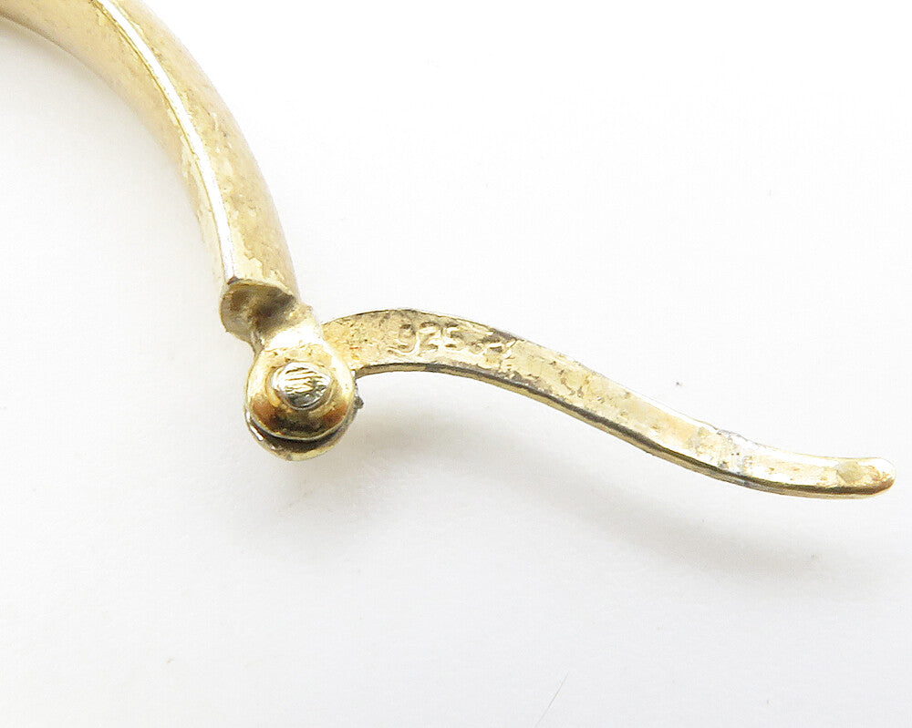 925 Sterling Silver Vintage Shiny Gold Plated Minimalist Hoop Earrings EG7221