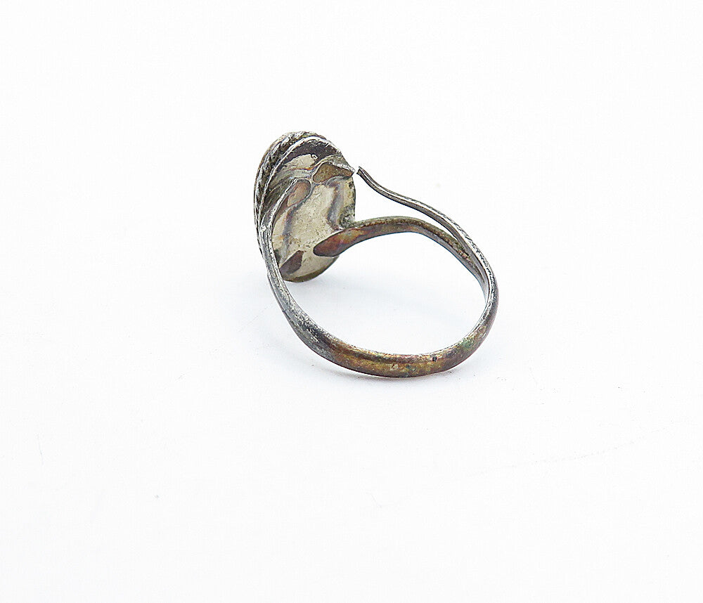 925 Sterling Silver Vintage Antique Jasper Petite Split Band Ring Sz 3 RG3833