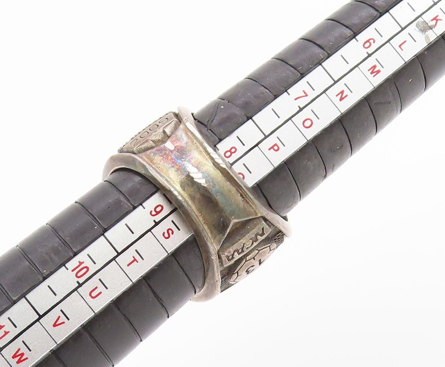 925 Sterling Silver Vintage Ring CZ 2009 Stony Brook Seawolves Sz 8.5 RG34612
