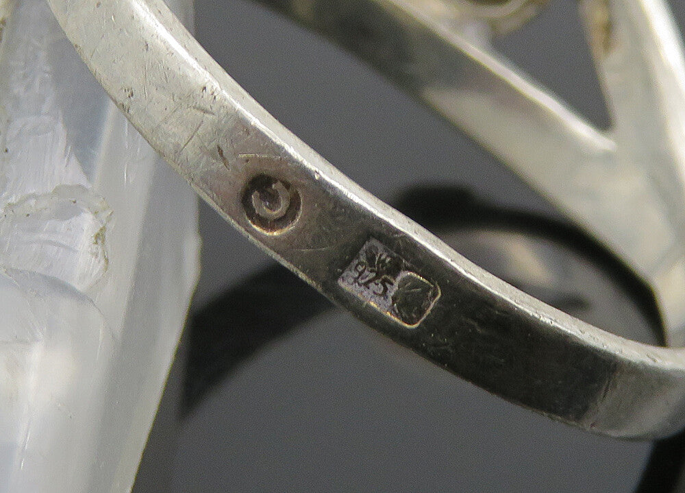 POLAND 925 Silver Vintage Shiny Cubic Zirconia Loop Band Ring Sz 7.5 RG21018