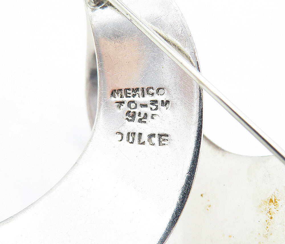 MEXICO 925 Sterling Silver Vintage Shiny Polished Ribbon Brooch Pin BP1663