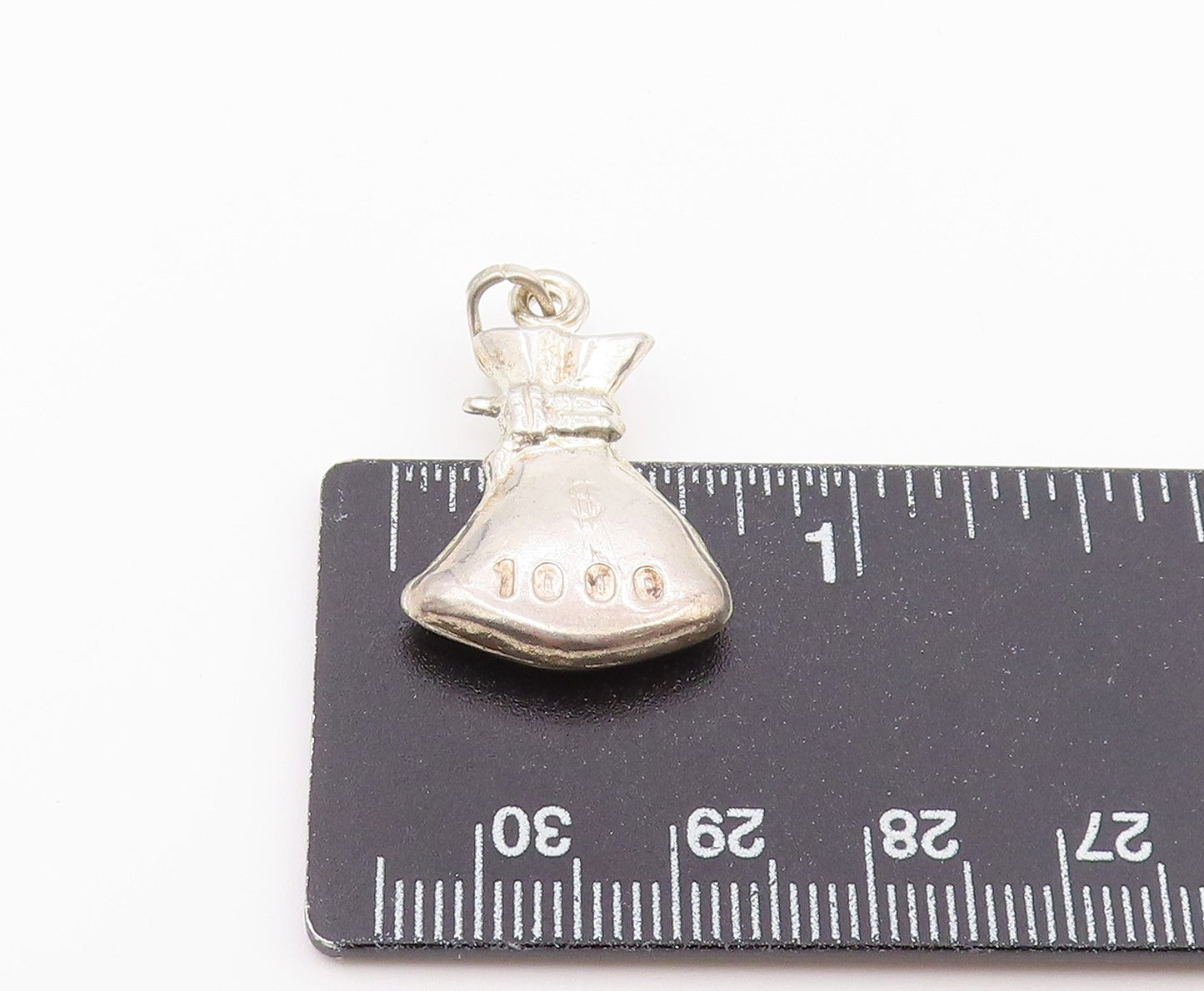 925 Sterling Silver Vintage Pendant Classic $1000 Stacked Money Bag PT26442