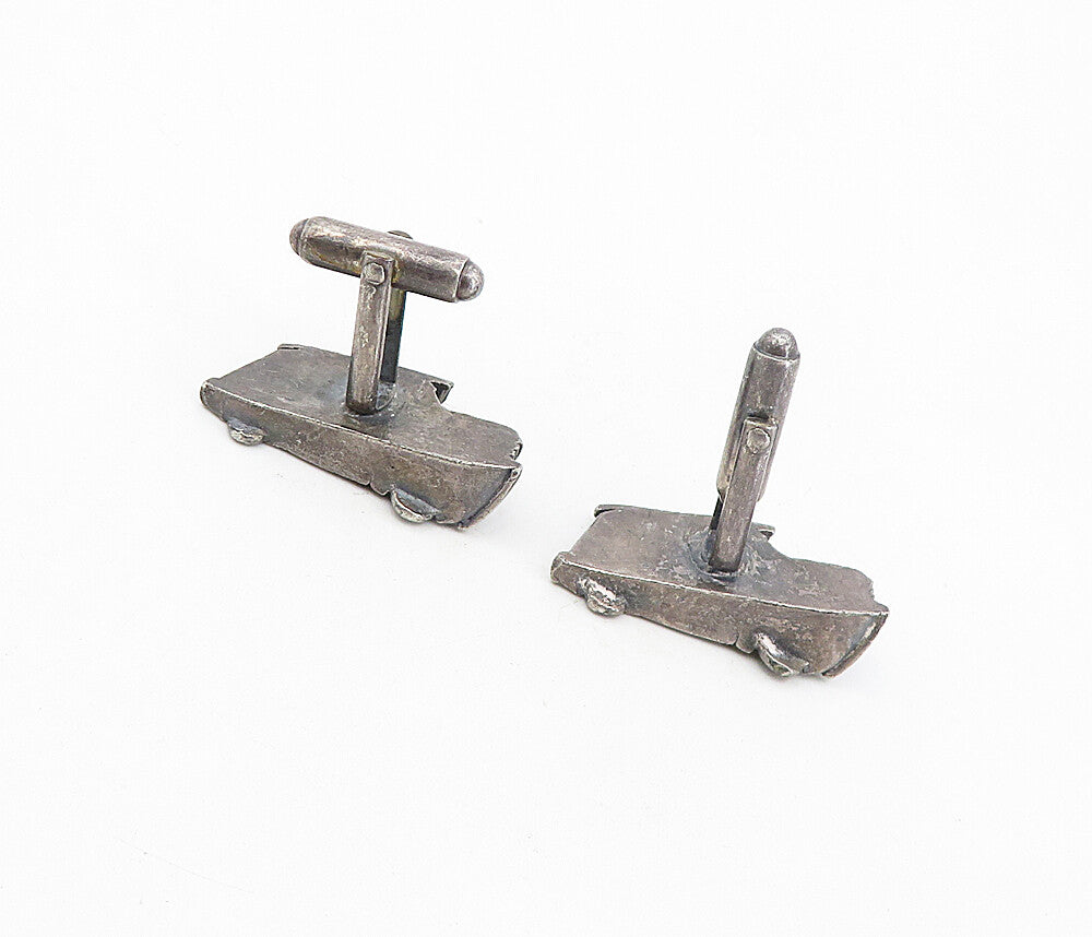925 Sterling Silver Vintage Antique RCA Service Car Motif Cuff Links TR1303