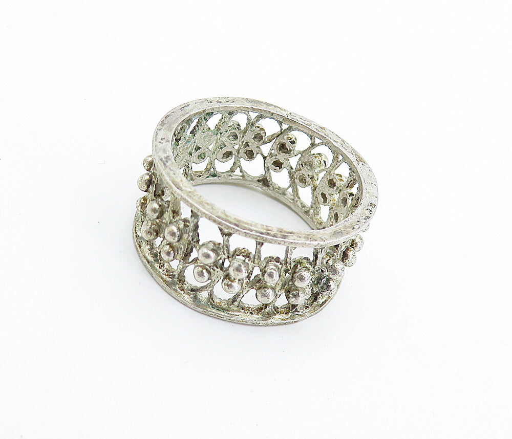 925 Sterling Silver Vintage Modernist Open Twist Design Band Ring Sz 8 RG7339