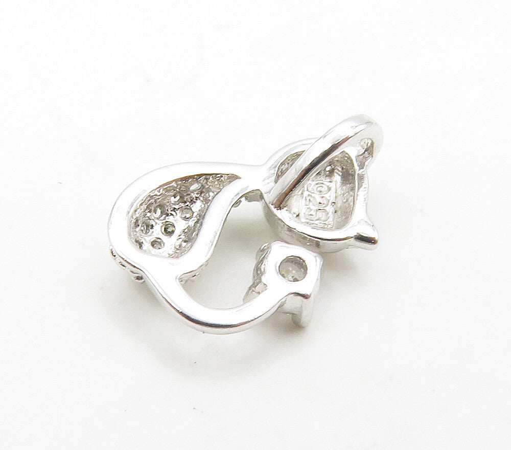 925 Sterling Silver Petite Cubic Zirconia Sitting Cat Shiny Pendant PT12546