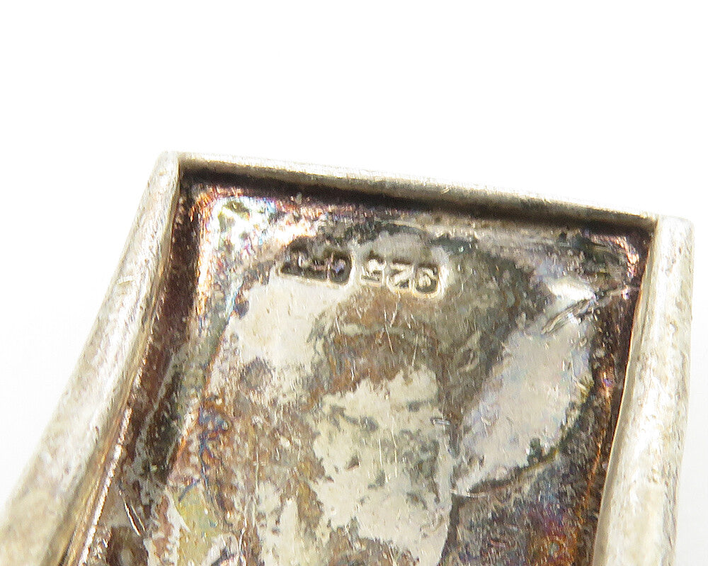 925 Sterling Silver Vintage Mother Of Pearl Brick Layer Pendant PT14627