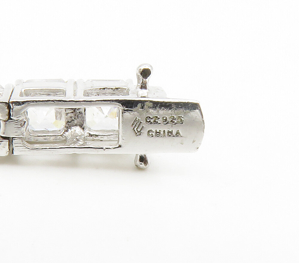 925 Sterling Silver Sparkling Cushion Cut Cubic Zirconia Tennis Bracelet BT5866