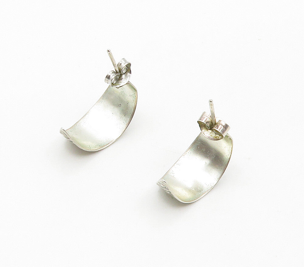 925 Sterling Silver Vintage Petite Black Onyx Curved Drop Earrings EG7840