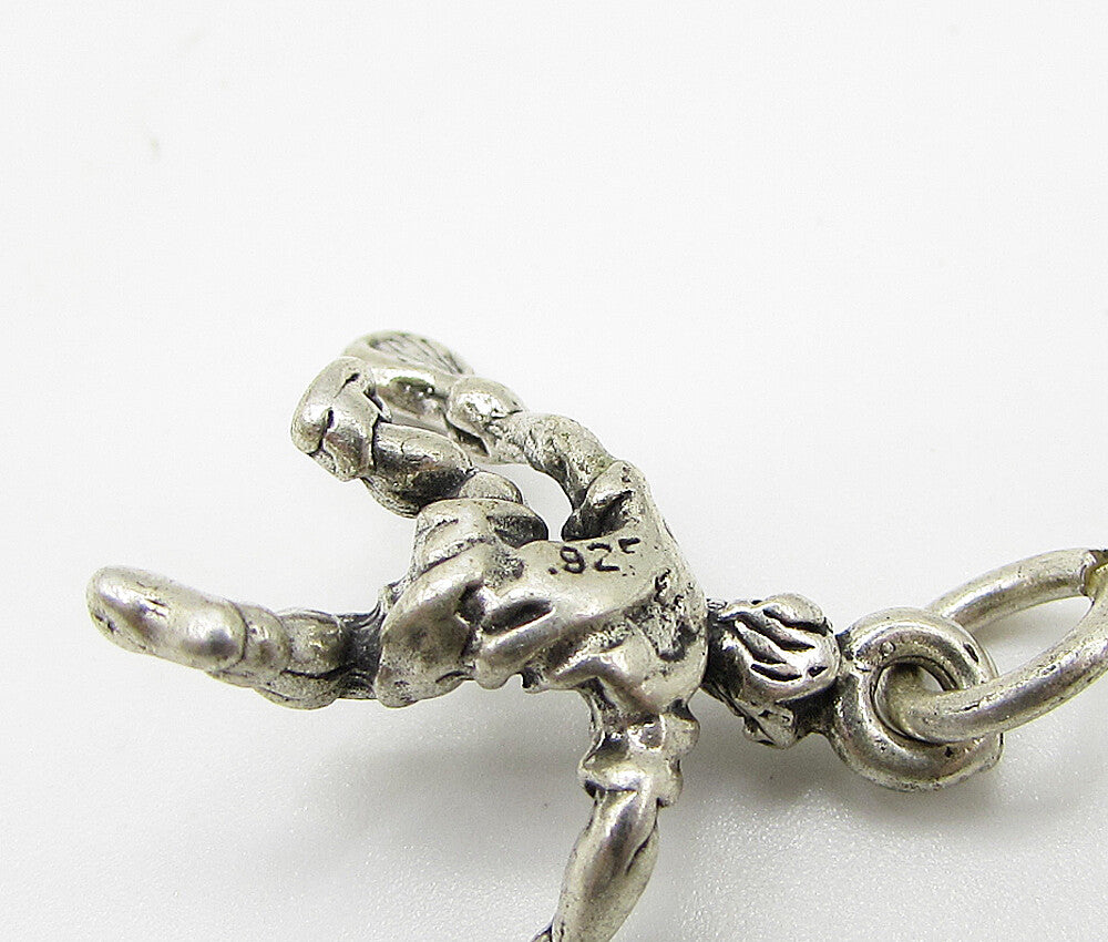 925 Sterling Silver Vintage Tennis Player Charm Pendant PT1912