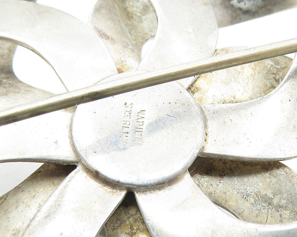NAPIER 925 Sterling Silver Vintage Smooth Ribbon Flower Brooch Pin BP4023