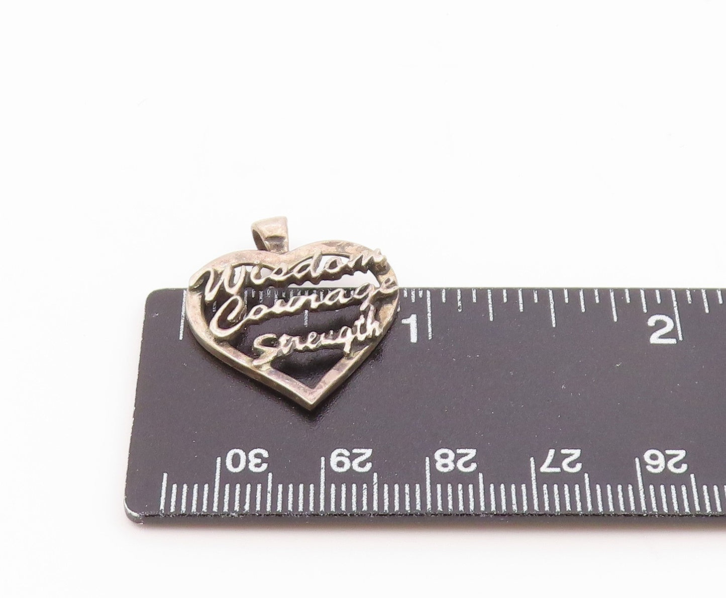 925 Silver Vintage Wisdom Courage & Strength Love Heart Pendant PT20733