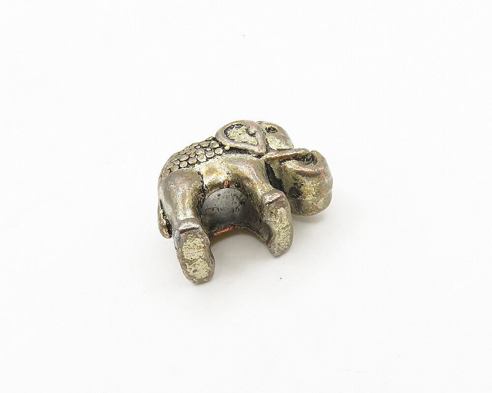 925 Sterling Silver Vintage Petite Dark Tone Elephant Bead Pendant PT13834