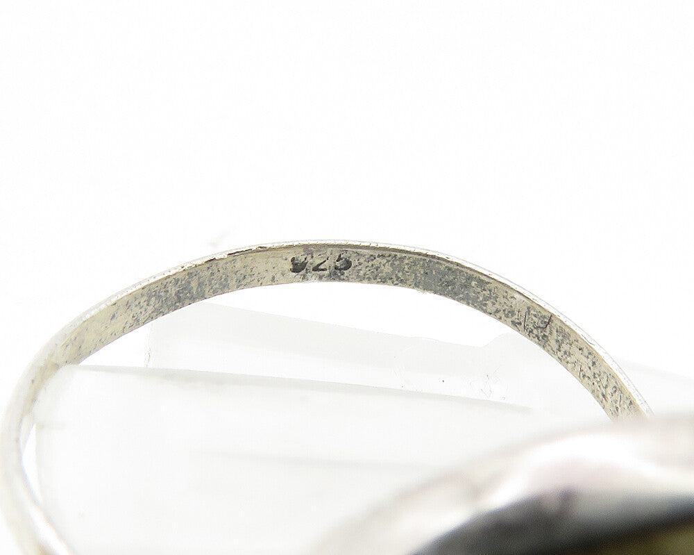 925 Sterling Silver Labradorite Shiny Smooth Cocktail Ring Sz 7 RG10277